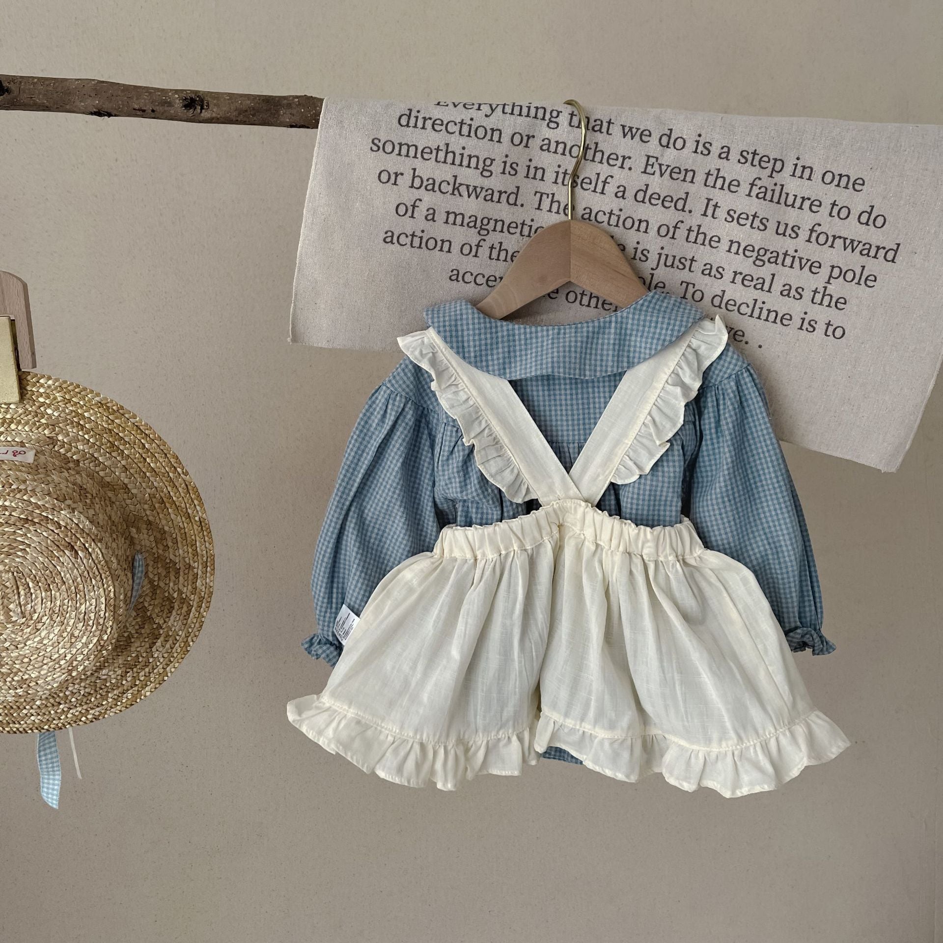 Baby Long Sleeve Small Romper with Sling Overskirt