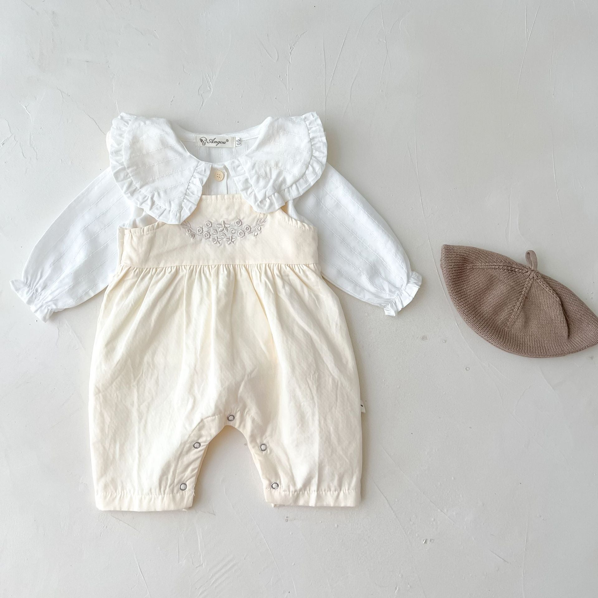 Baby Girl's Adjustable Suspender Romper