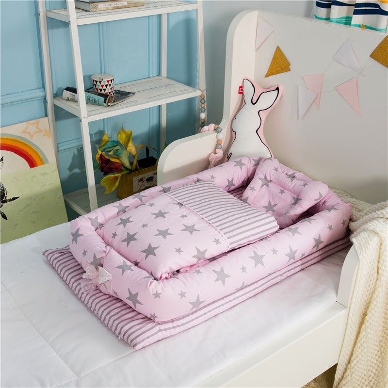 Newborn Foldable Portable Crib Middle Bed Baby Infant Mattress Bionic Travel Bed