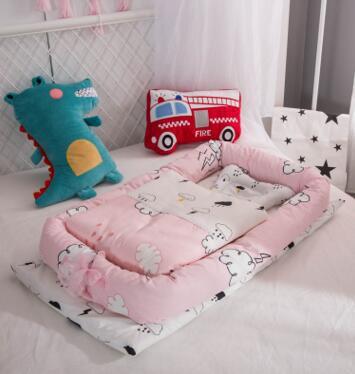 Newborn Foldable Portable Crib Middle Bed Baby Infant Mattress Bionic Travel Bed