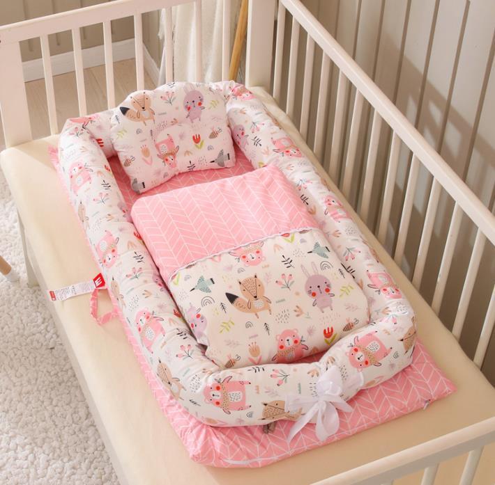 Newborn Foldable Portable Crib Middle Bed Baby Infant Mattress Bionic Travel Bed
