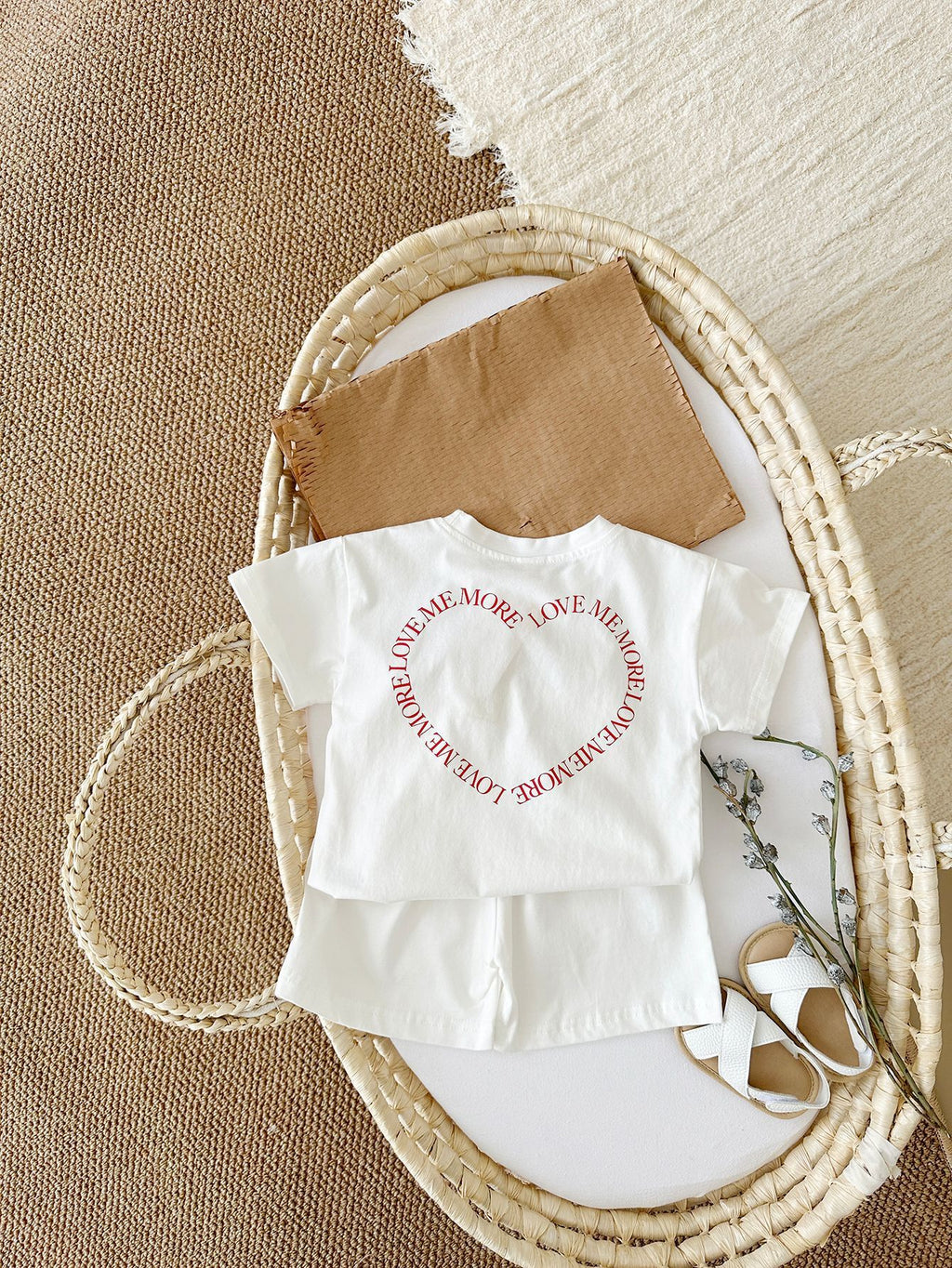 Heart Print Short Sleeve Baby Girl Clothing Two-piece Set