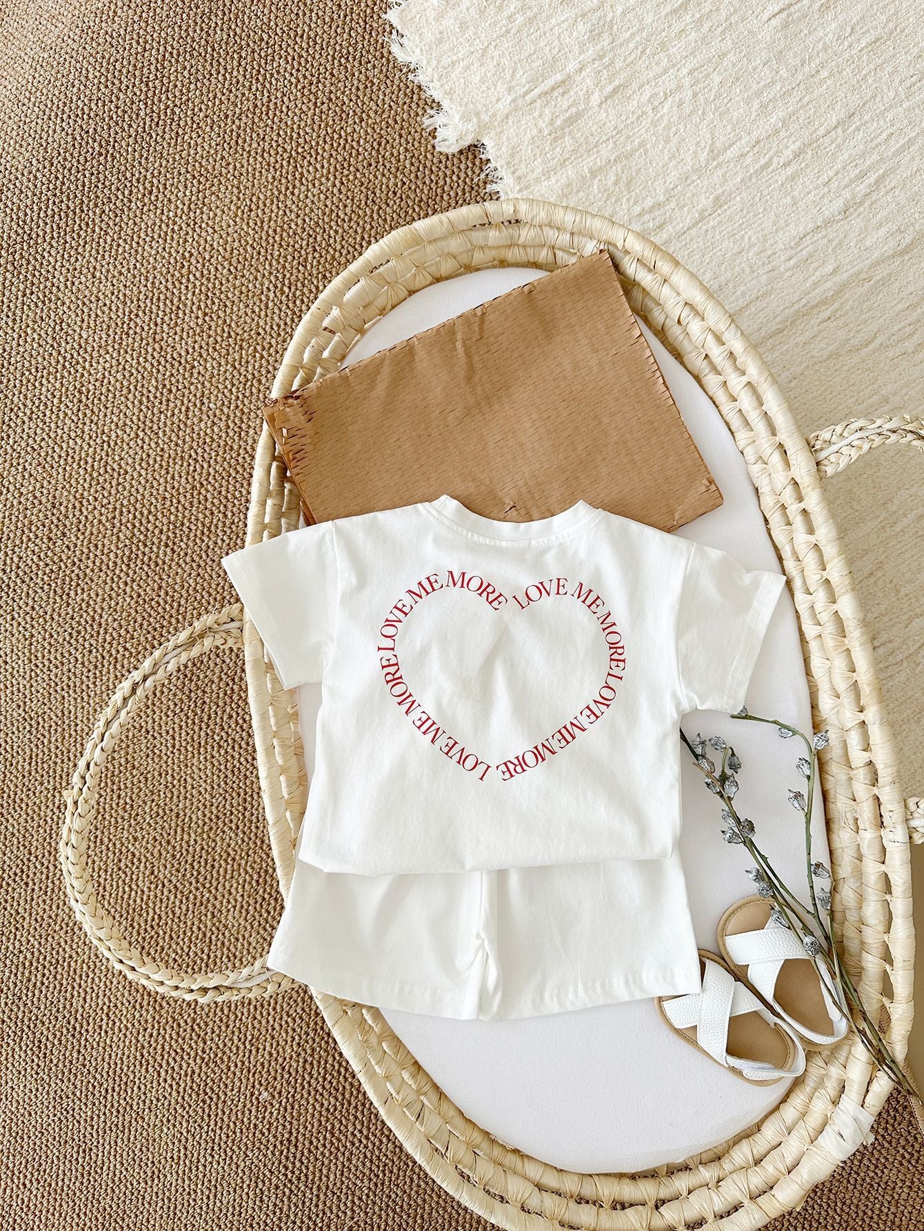 Heart Print Short Sleeve Baby Girl Clothing Two-piece Set