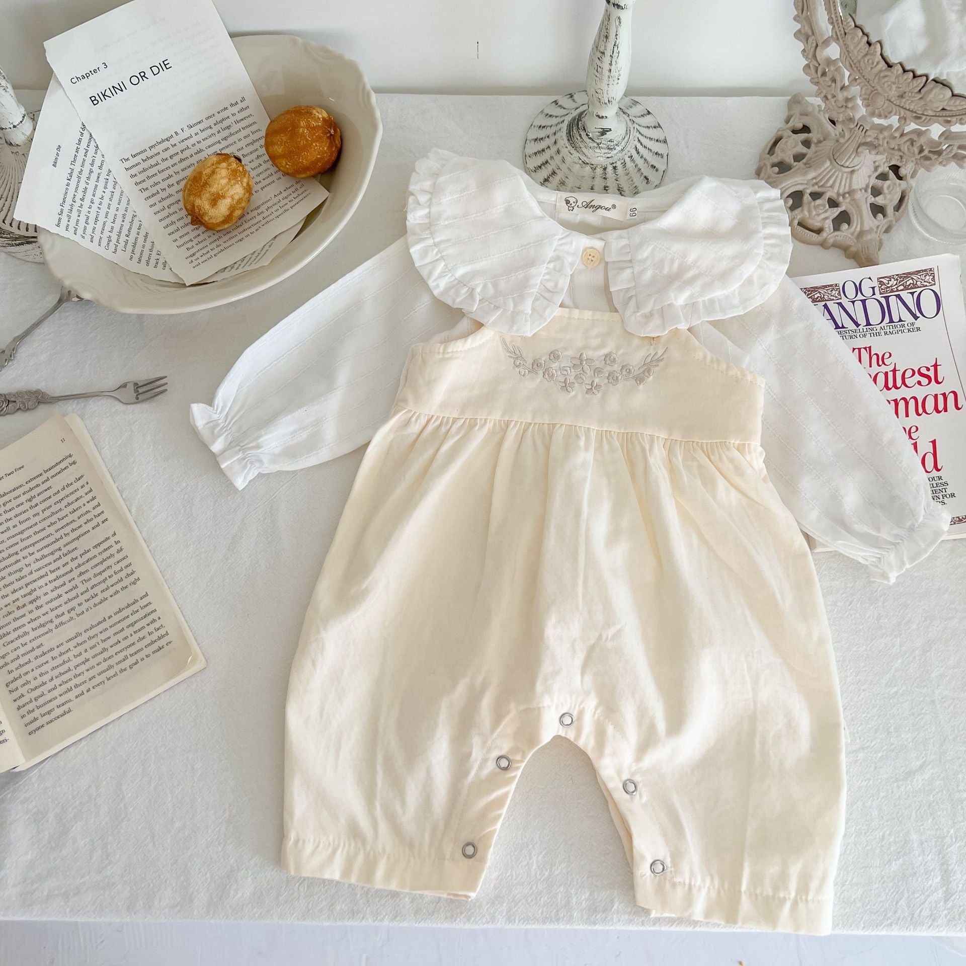 Baby Girl's Adjustable Suspender Romper