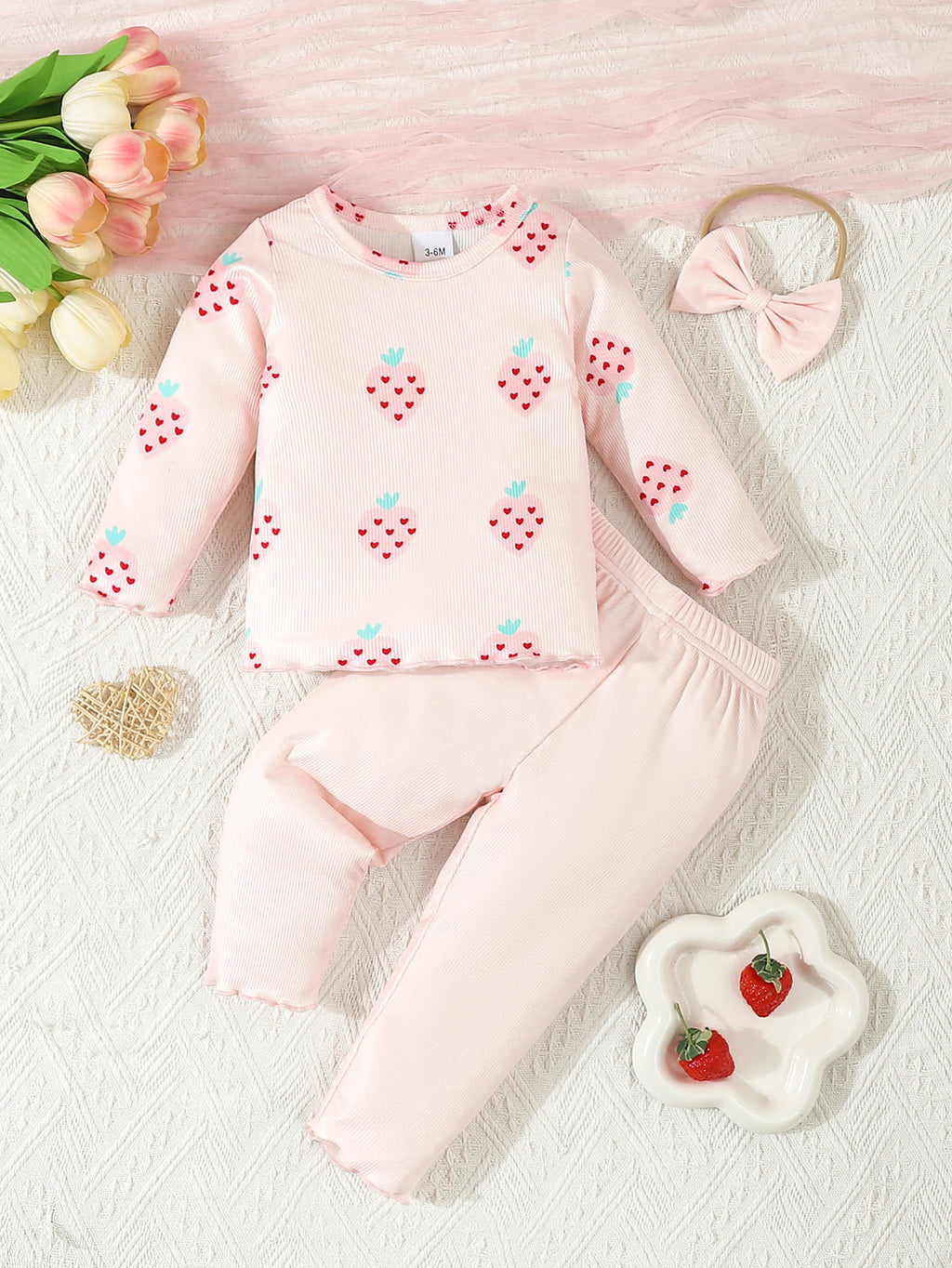 Infant Strawberry Print 3-piece Set