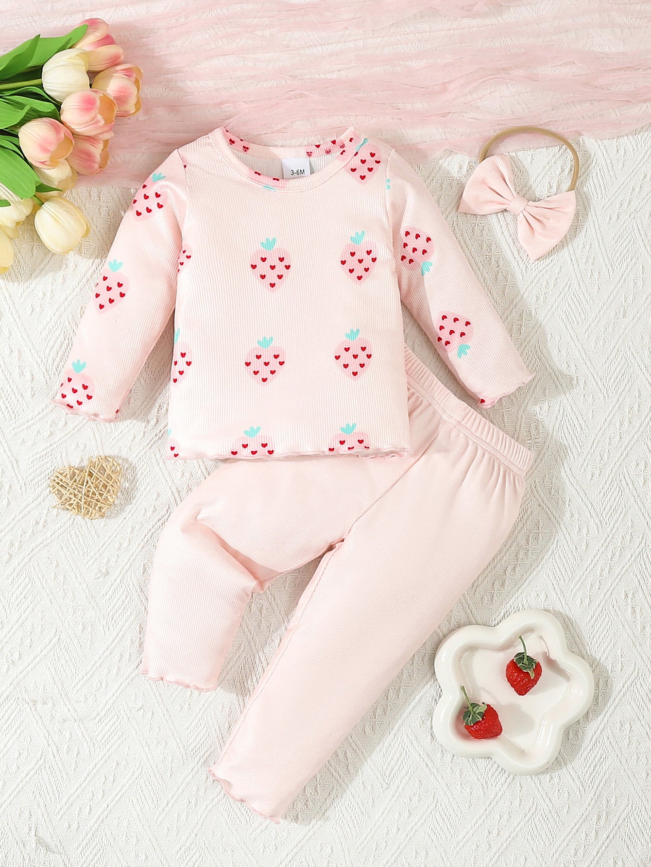 Infant Strawberry Print 3-piece Set