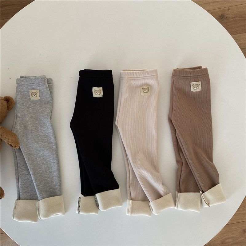 Girls' Single-layer Fleece-lined Fashionable Leggings