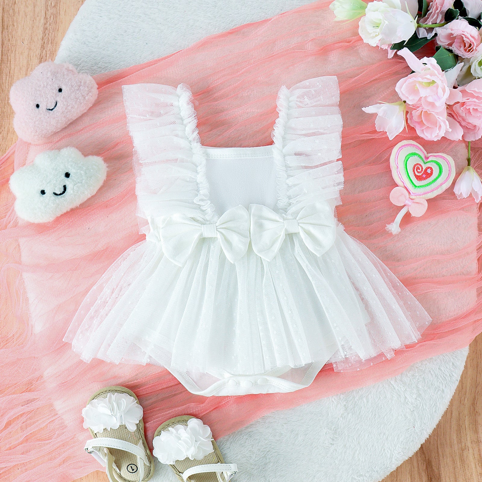 Princess Baby Doll Sleeveless Jumpsuit with Bows