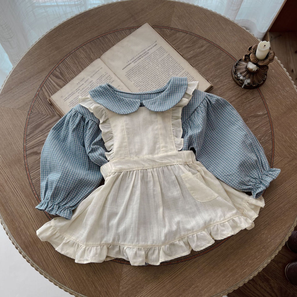 Baby Long Sleeve Small Romper with Sling Overskirt