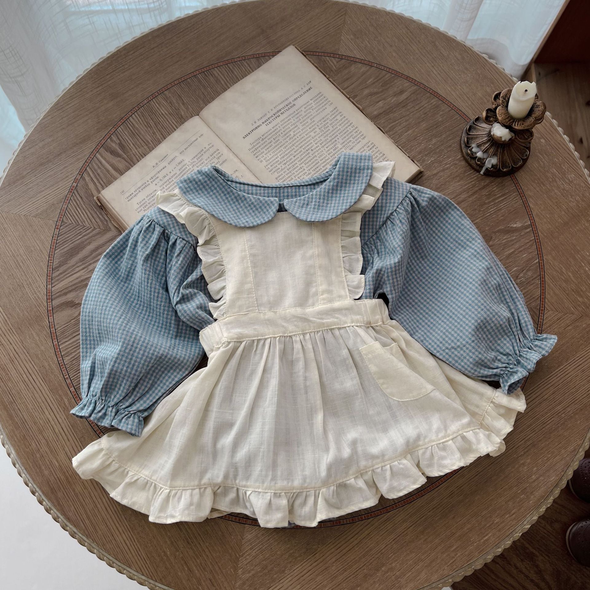 Baby Long Sleeve Small Romper with Sling Overskirt
