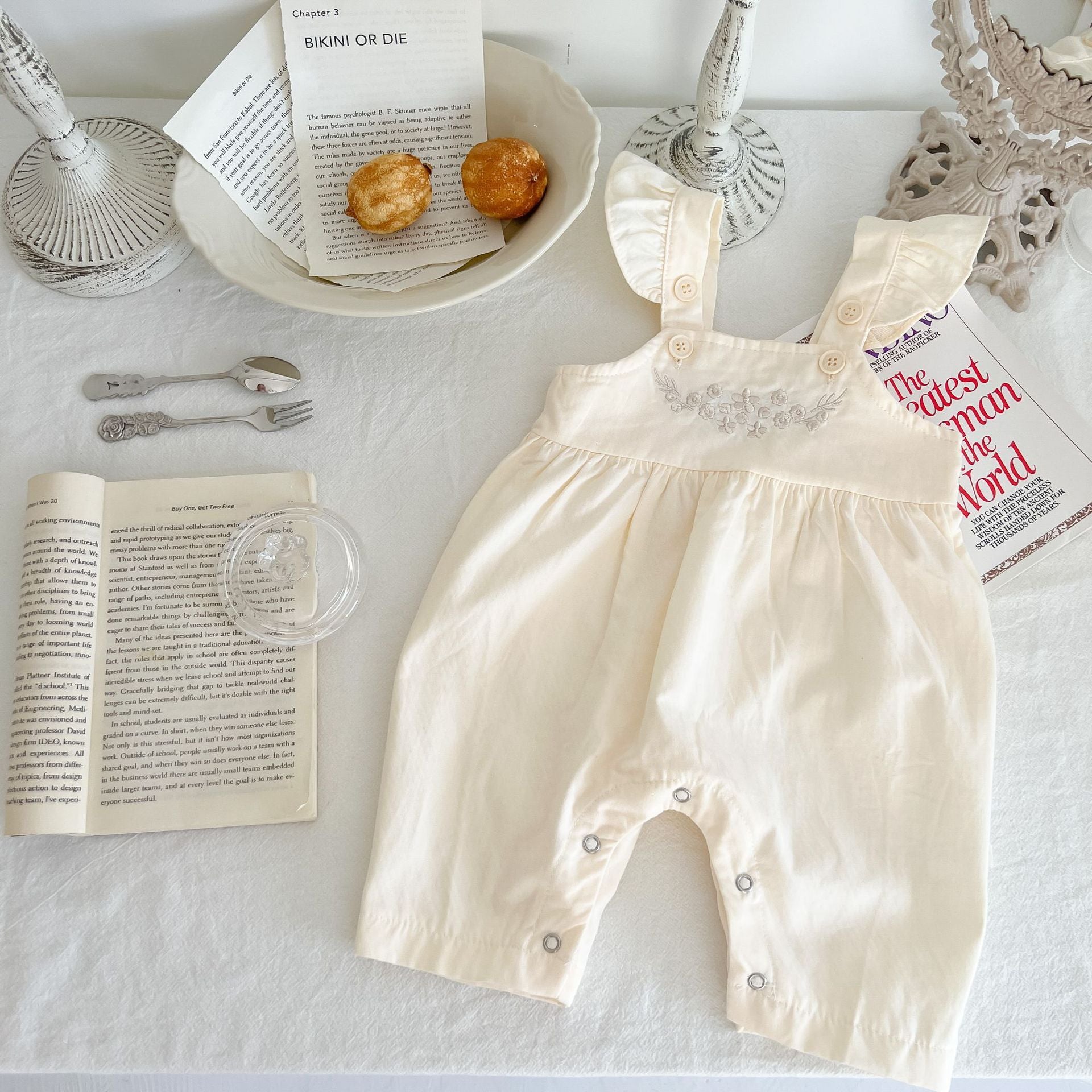 Baby Girl's Adjustable Suspender Romper