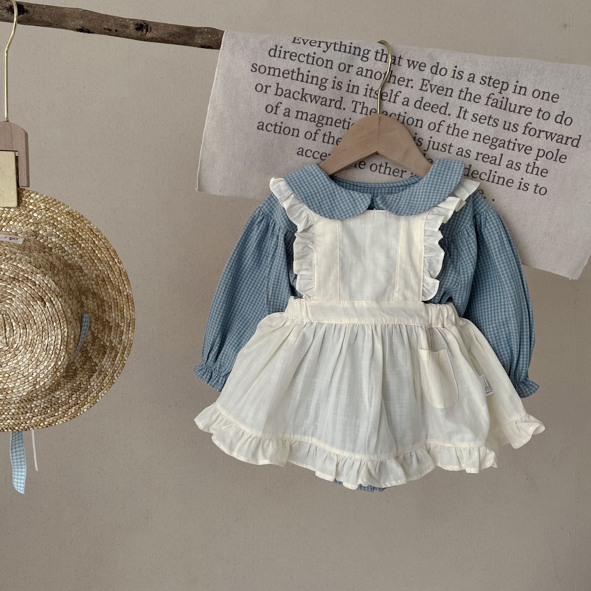 Baby Long Sleeve Small Romper with Sling Overskirt