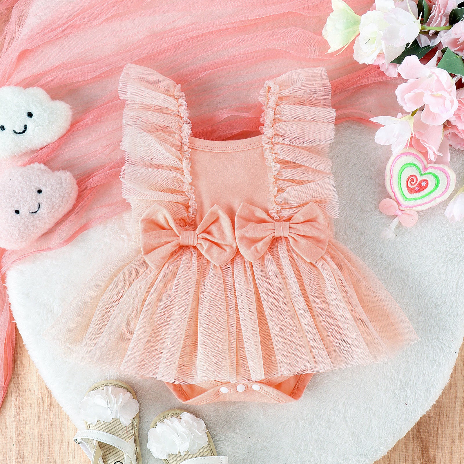 Princess Baby Doll Sleeveless Jumpsuit with Bows