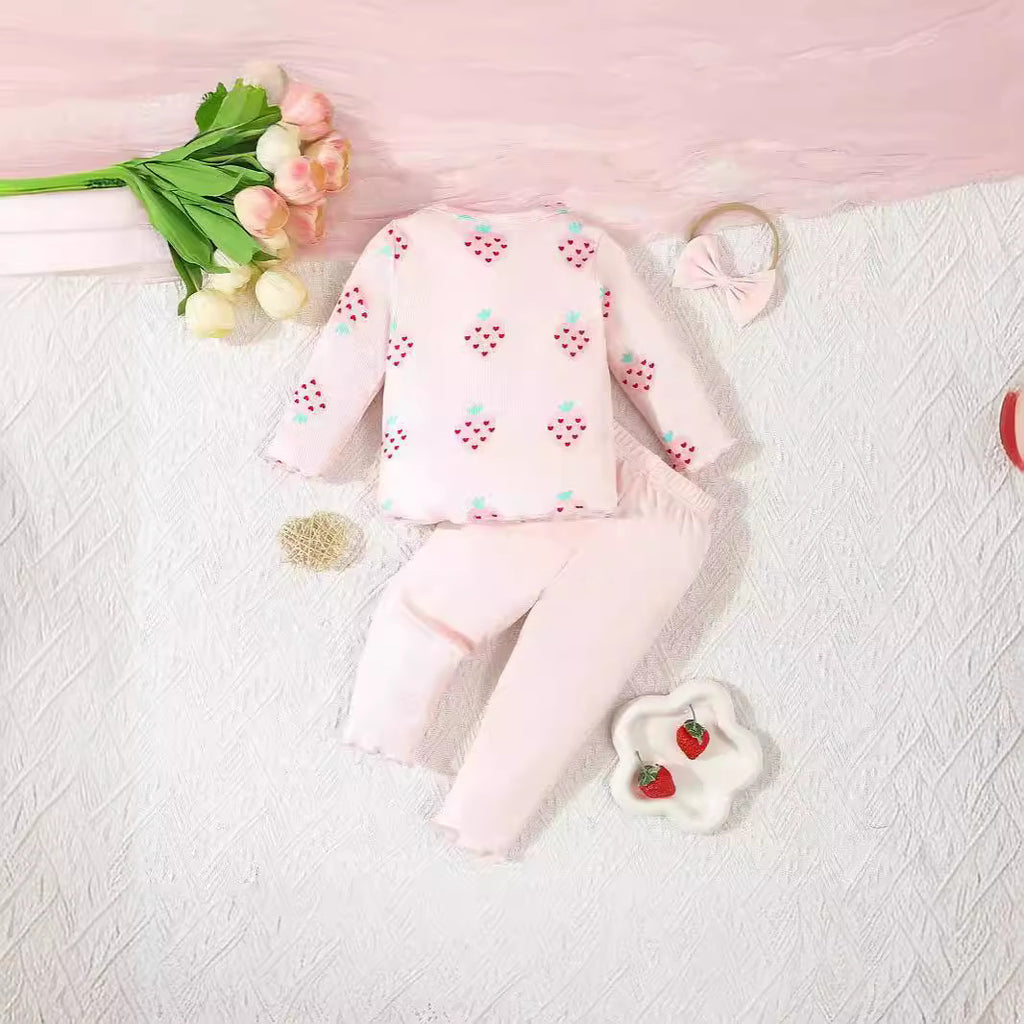 Infant Strawberry Print 3-piece Set